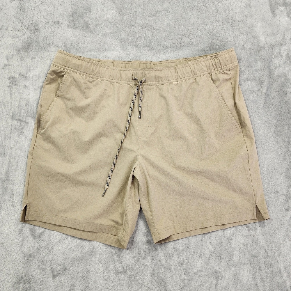 Chaps Shorts Mens XL Beige Performance Chino Elastic Waist Drawstring Casual